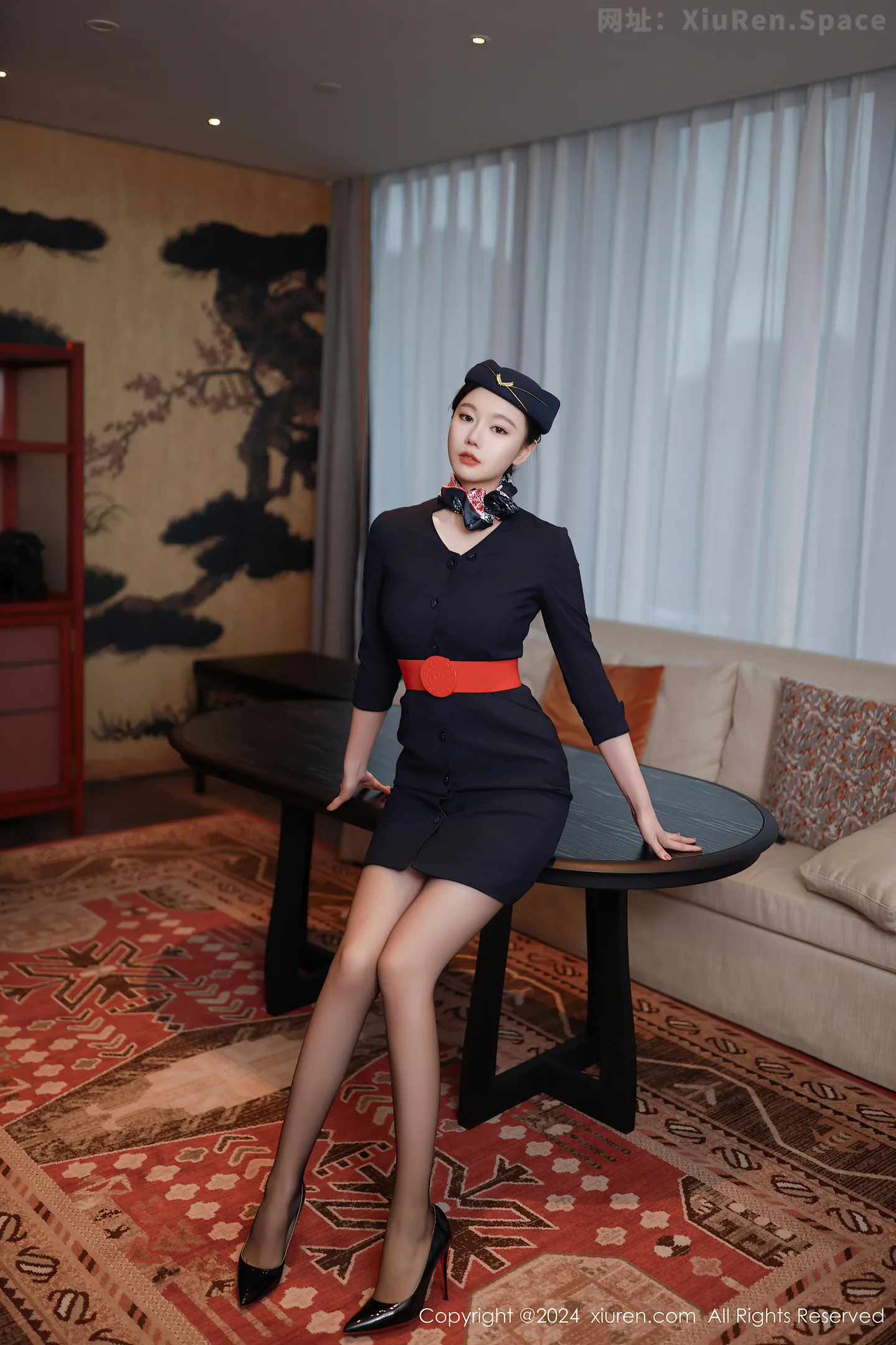 图片[5]-[XiuRen秀人网]VOL.8942 模特安然anran性感空姐制服露红色内衣配超薄黑丝撩人诱惑写真79P-秀人网官方网站